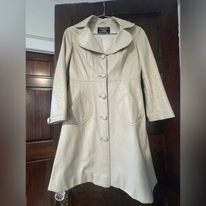 Vintage Faux Leather Cream Coat